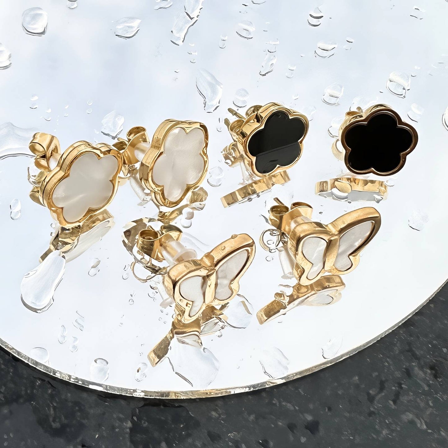 flower earrings white